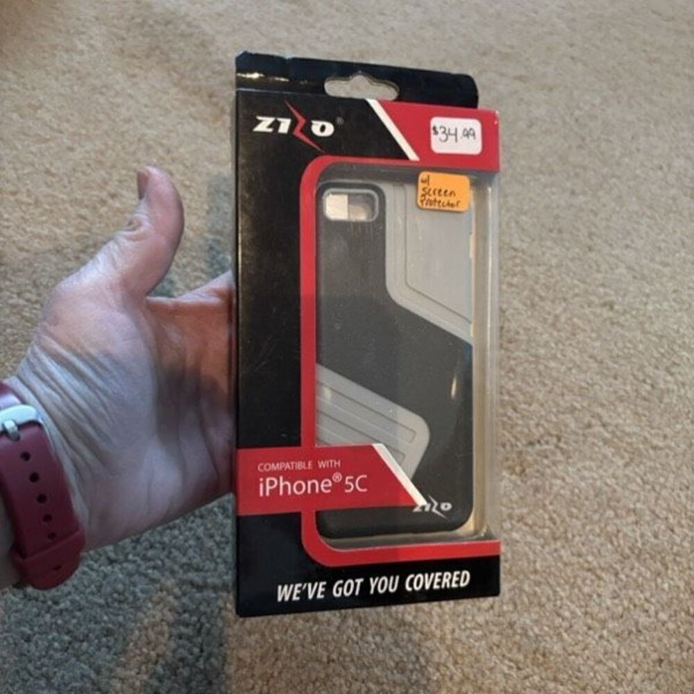 Zizo Rugged IPhone 5C Black & Gray Phone Case With Screen Protector *New*